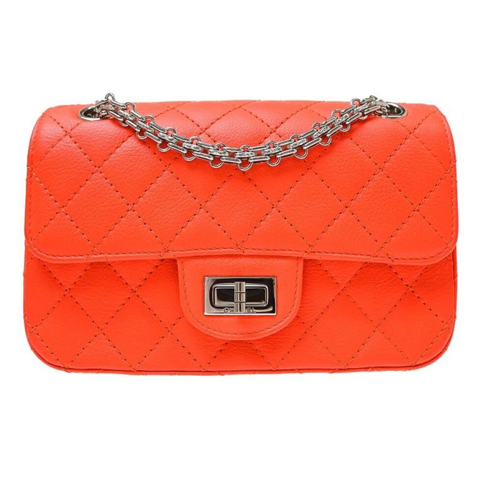 Chanel So Black Reissue 2.55 Flap Quilted Aged Calfskin Orange Leather Shoulder
